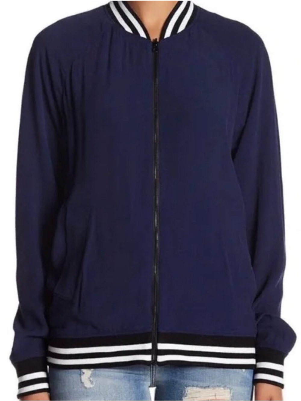NEW REBECCA MINKOFF Navy Infinity Reversible Bomber Jacket